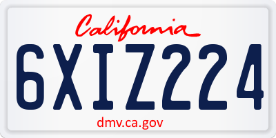 CA license plate 6XIZ224