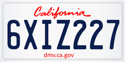 CA license plate 6XIZ227