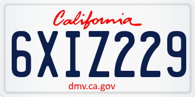 CA license plate 6XIZ229