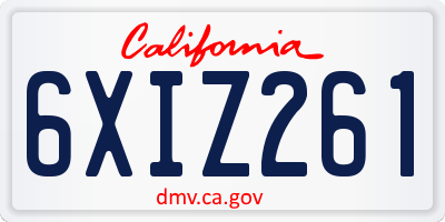 CA license plate 6XIZ261