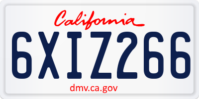 CA license plate 6XIZ266