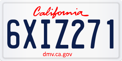 CA license plate 6XIZ271