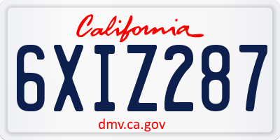 CA license plate 6XIZ287