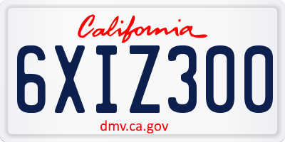 CA license plate 6XIZ300