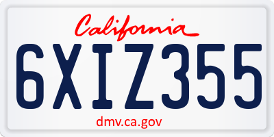 CA license plate 6XIZ355