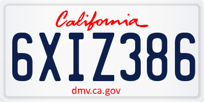CA license plate 6XIZ386