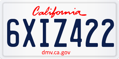 CA license plate 6XIZ422