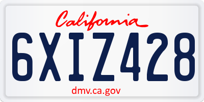 CA license plate 6XIZ428
