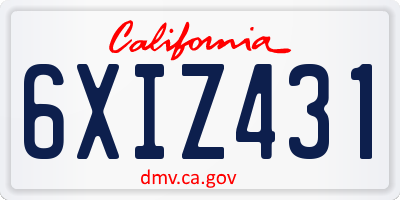 CA license plate 6XIZ431