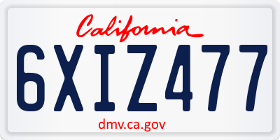CA license plate 6XIZ477