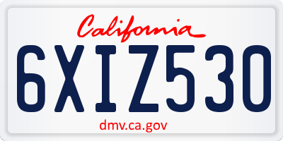 CA license plate 6XIZ530