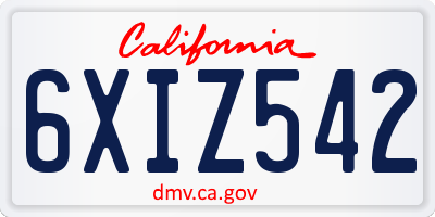 CA license plate 6XIZ542