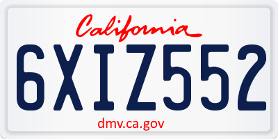 CA license plate 6XIZ552