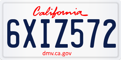CA license plate 6XIZ572