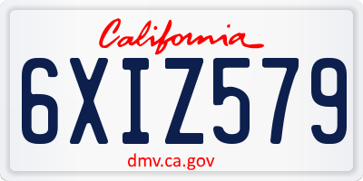 CA license plate 6XIZ579