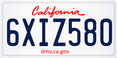 CA license plate 6XIZ580