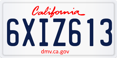 CA license plate 6XIZ613