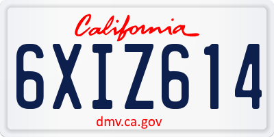 CA license plate 6XIZ614