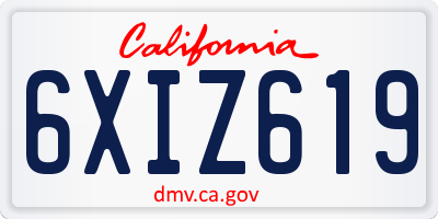 CA license plate 6XIZ619