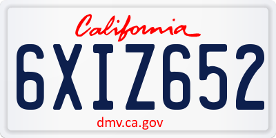 CA license plate 6XIZ652