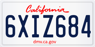 CA license plate 6XIZ684