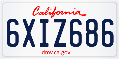 CA license plate 6XIZ686