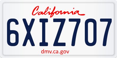 CA license plate 6XIZ707