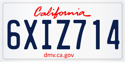 CA license plate 6XIZ714