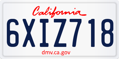 CA license plate 6XIZ718