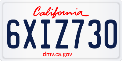CA license plate 6XIZ730