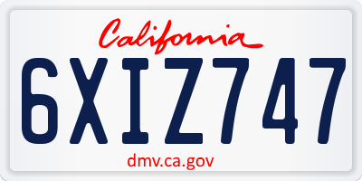CA license plate 6XIZ747
