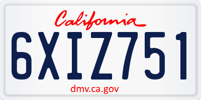CA license plate 6XIZ751
