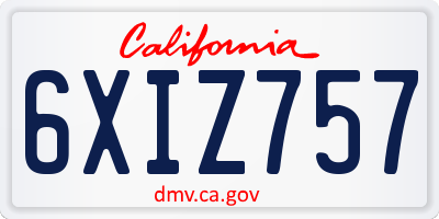 CA license plate 6XIZ757