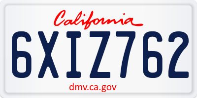 CA license plate 6XIZ762