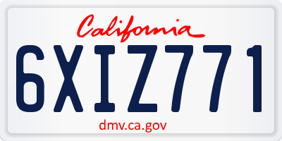 CA license plate 6XIZ771