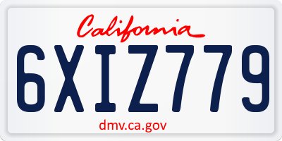 CA license plate 6XIZ779