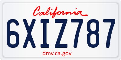 CA license plate 6XIZ787