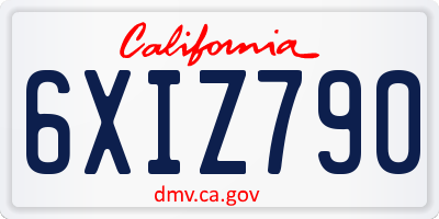 CA license plate 6XIZ790