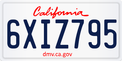 CA license plate 6XIZ795