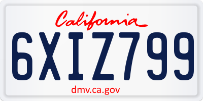 CA license plate 6XIZ799