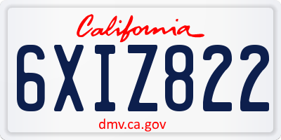 CA license plate 6XIZ822