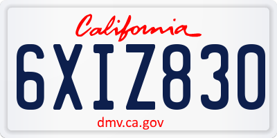 CA license plate 6XIZ830