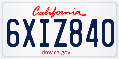 CA license plate 6XIZ840
