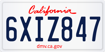 CA license plate 6XIZ847