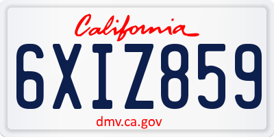 CA license plate 6XIZ859