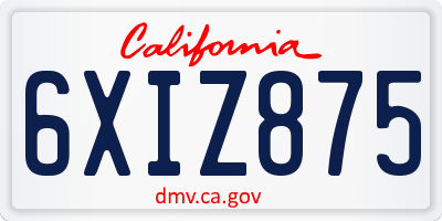 CA license plate 6XIZ875