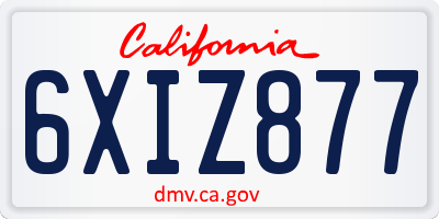 CA license plate 6XIZ877