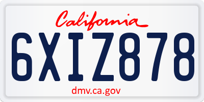 CA license plate 6XIZ878