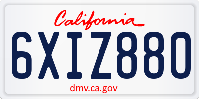 CA license plate 6XIZ880
