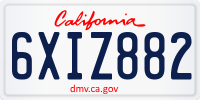 CA license plate 6XIZ882